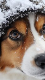 Mobile Wallpaper: Beautiful Winter Scenes with Aussie Shepherds