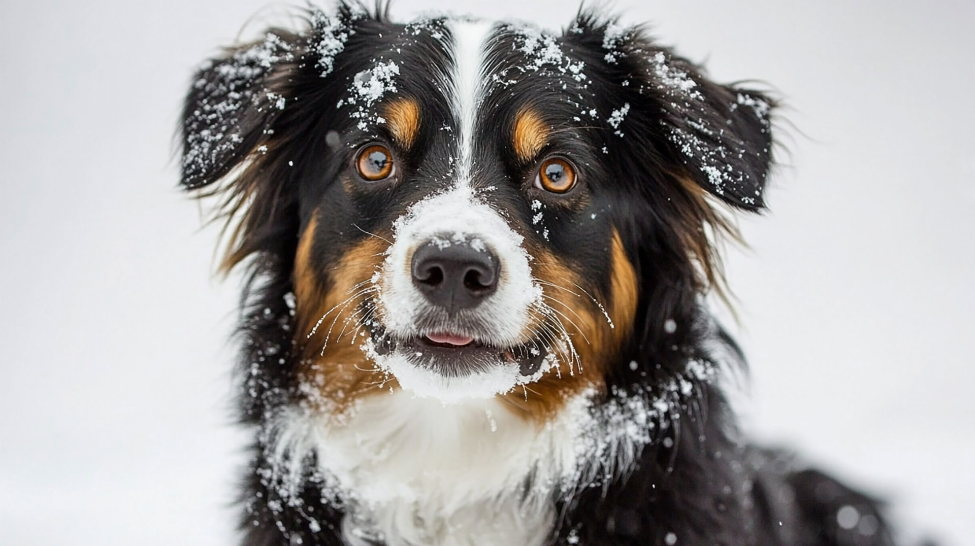 Free Ultra HD Desktop Background of Winter Australian Shepherd