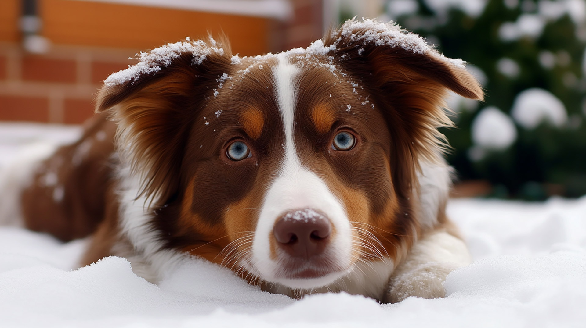 Download Stunning 8K Australian Shepherd Winter Background