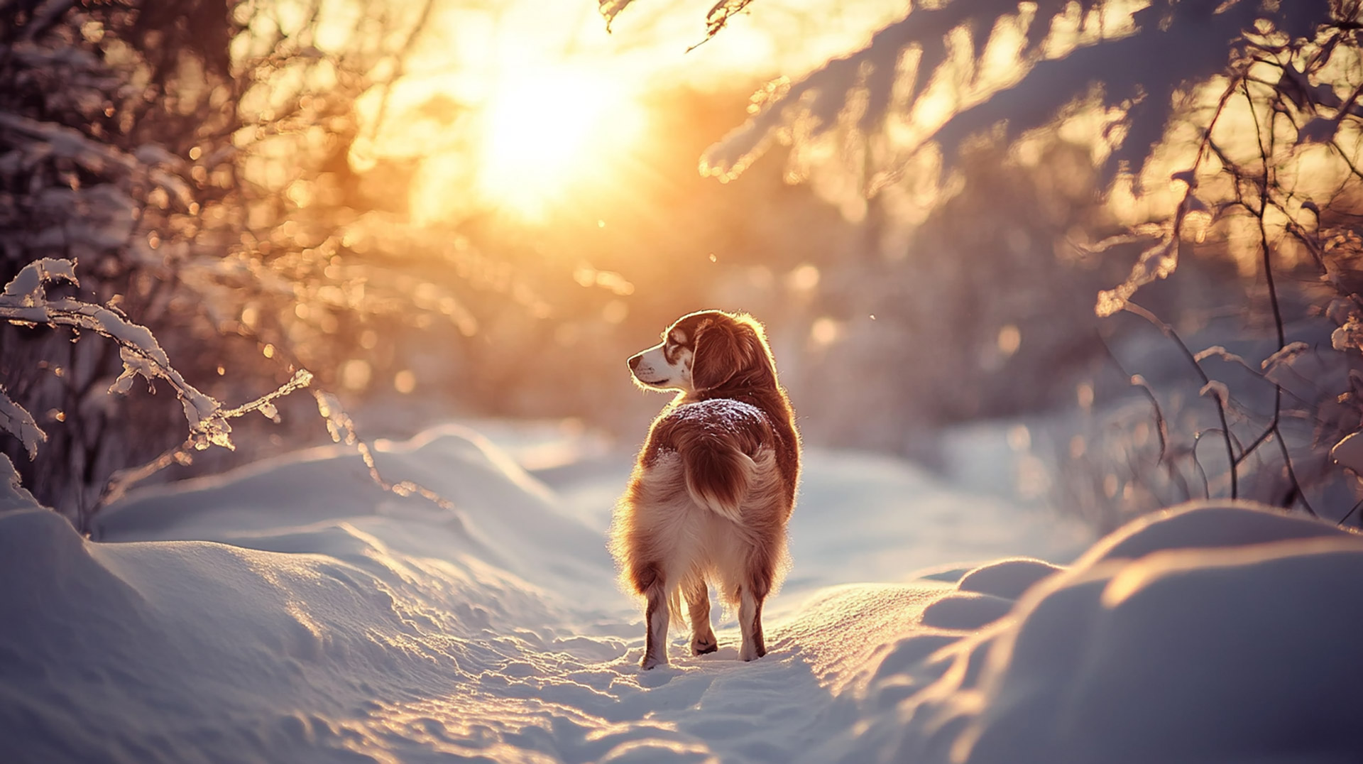 Digital Background: Winter Wonderland with Australian Shepherds