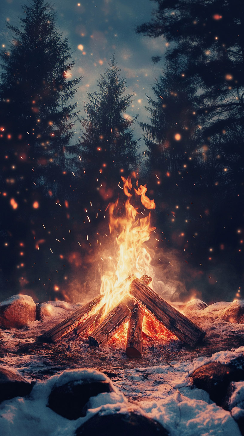 Enjoy Cozy Winter Campfire Wallpapers Free for Devices