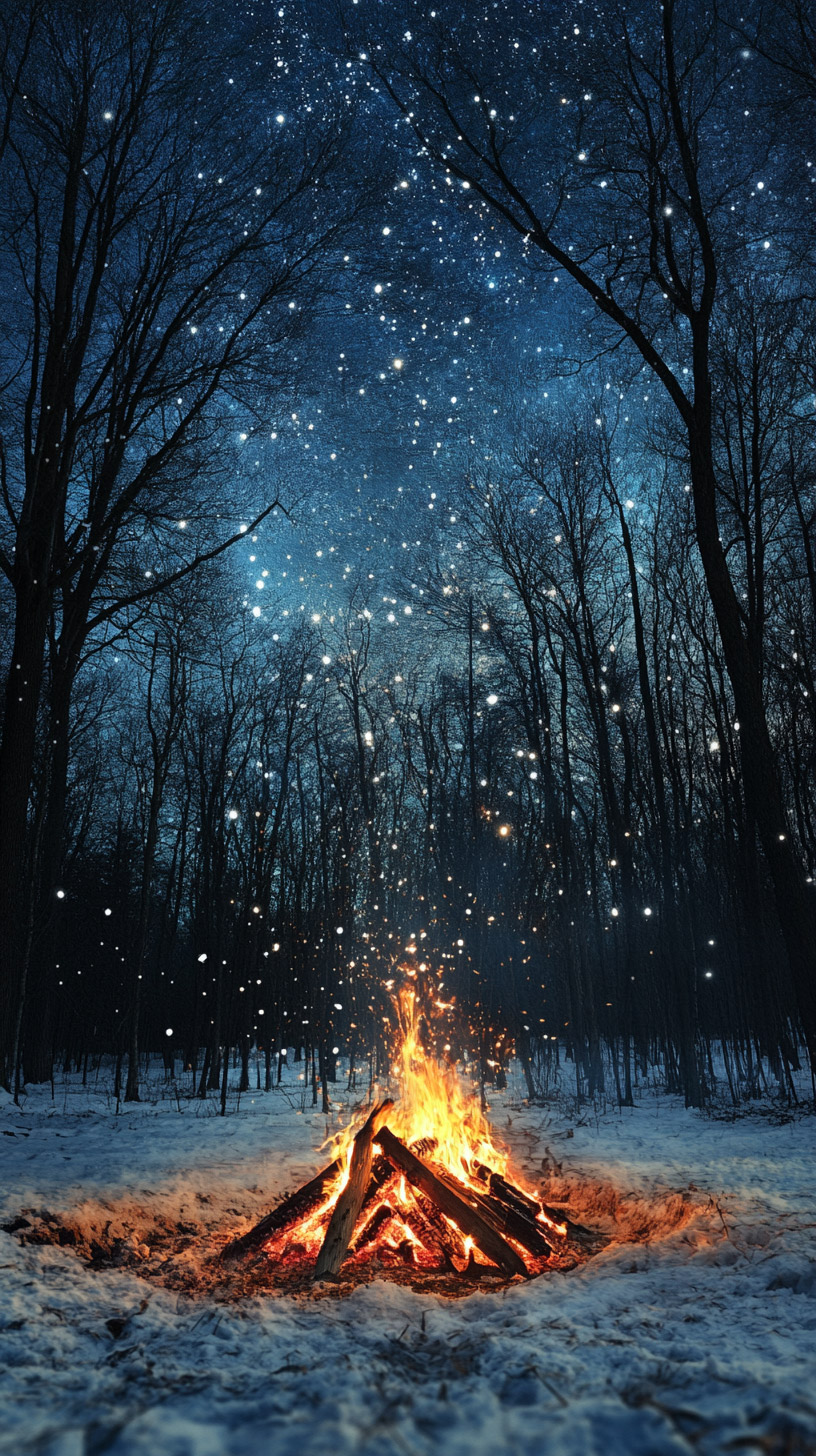 Create a Winter Vibe with Campfire HD Mobile Wallpaper