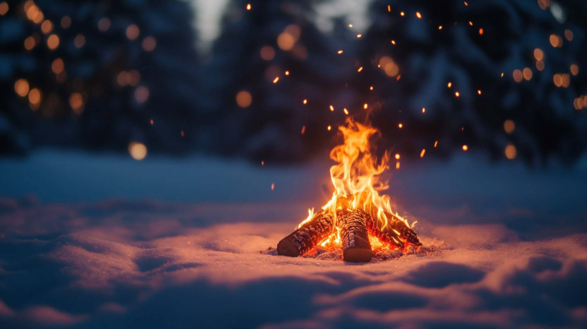 Nature's Warmth: Winter Campfire HD Wallpaper for PCs