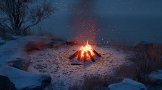 High-Quality 16:9 Winter Campfire Desktop Background Collection