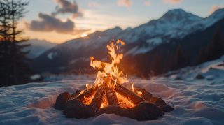 Download Ultra HD Winter Campfire Wallpaper for PC