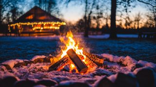 Gorgeous 8K Winter Campfire Digital Backgrounds Available